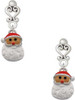 Silver Plated Santa Face with Curly Beard - Filigree Heart Post Earrings