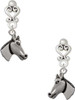 Silver Plated Horse Head - Filigree Heart Post Earrings