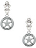 Silver Plated Texas Ranger Badge - Filigree Heart Post Earrings