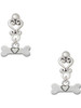 Silver Plated Dog Bone with Heart - Filigree Heart Post Earrings