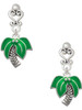 Silver Plated Large Enamel Palm Tree - Filigree Heart Post Earrings