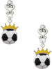 Silver Plated Soccer ball - Crown - Filigree Heart Post Earrings