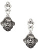 Silver Plated Large Pirate - Mascot - Filigree Heart Post Earrings