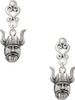Silver Plated Large Viking - Mascot - Filigree Heart Post Earrings