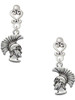 Silver Plated Large Trojan - Mascot - Filigree Heart Post Earrings