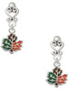 Silver Plated Small Enamel Fall Leaf - Filigree Heart Post Earrings