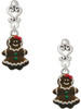 Silver Plated Enamel Gingerbread Cookie Girl - Filigree Heart Post Earrings