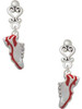 Silver Plated Red Running Shoe - Filigree Heart Post Earrings