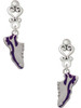 Silver Plated Purple Running Shoe - Filigree Heart Post Earrings