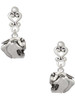 Silver Plated Small Panther - Mascot - Filigree Heart Post Earrings