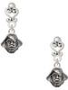 Silver Plated Small Pirate - Mascot - Filigree Heart Post Earrings