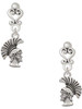 Silver Plated Small Trojan - Mascot - Filigree Heart Post Earrings