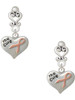 Silver Plated Small Heart with Pink Ribbon ''The Cure'' - Filigree Heart Post Earrings
