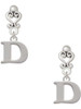 Silver Plated Large Initial - D - Filigree Heart Post Earrings