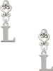 Silver Plated Large Initial - L - Filigree Heart Post Earrings