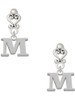 Silver Plated Large Initial - M - Filigree Heart Post Earrings