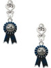 Silver Plated Best in Show Blue Ribbon - Filigree Heart Post Earrings