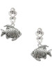 Silver Plated Antiqued Fish - Filigree Heart Post Earrings