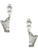 Silver Plated Harp - Filigree Heart Post Earrings