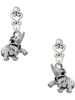 Silver Plated 3-D Elephant - Filigree Heart Post Earrings