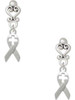 Silver Plated Ribbon with Cross Cutout - Filigree Heart Post Earrings