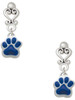 Silver Plated Small Royal Blue Paw - Filigree Heart Post Earrings