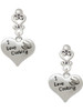 Silver Plated I love Cooking Heart with Chef Hat - Filigree Heart Post Earrings