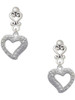 Silver Plated Textured Open Heart - Filigree Heart Post Earrings