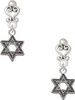 Silver Plated Star of David with Beaded Border - Filigree Heart Post Earrings