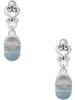Silver Plated Light Blue Baby Shoe with Crystal Strap - Filigree Heart Post Earrings
