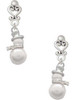 Silver Plated Imitation Pearl Snowman - Filigree Heart Post Earrings