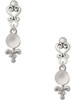 Silver Plated Clear Frosted Baby Rattle - Filigree Heart Post Earrings