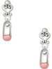 Silver Plated Pink Baby Safety Pin - Filigree Heart Post Earrings
