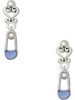 Silver Plated Blue Baby Safety Pin - Filigree Heart Post Earrings