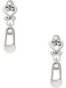 Silver Plated Clear Frosted Baby Safety Pin - Filigree Heart Post Earrings