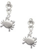 Silver Plated Antiqued Crab - Filigree Heart Post Earrings