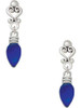 Silver Plated Christmas Lights - Blue Resin - Filigree Heart Post Earrings
