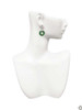 Silver Plated Green Resin Wreath with Crystals - Filigree Heart Post Earrings