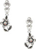 Silver Plated Flower with AB Crystal - Filigree Heart Post Earrings