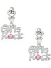 Silver Plated Girls Rock with Light Pink Crystal - Filigree Heart Post Earrings
