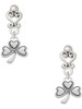 Silver Plated Antiqued Shamrock - Filigree Heart Post Earrings