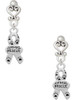 Silver Plated Small Paw Print Ribbon ''Animal Rescue'' - Filigree Heart Post Earrings