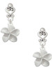 Silver Plated White Plumeria Flower - Filigree Heart Post Earrings