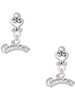 Silver Plated Princess with Pink Crystal - Filigree Heart Post Earrings