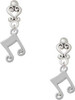 Silver Plated Double Music Note - Filigree Heart Post Earrings