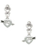 Silver Plated Heart with Arrow - Filigree Heart Post Earrings