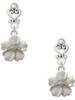 Silver Plated Bee on White Flower - Filigree Heart Post Earrings
