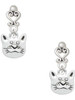 Silver Plated Large Cat Face - Filigree Heart Post Earrings