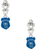 Silver Plated Blue Policeman's Badge - Filigree Heart Post Earrings