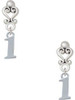 Silver Plated Number - 1 - Filigree Heart Post Earrings